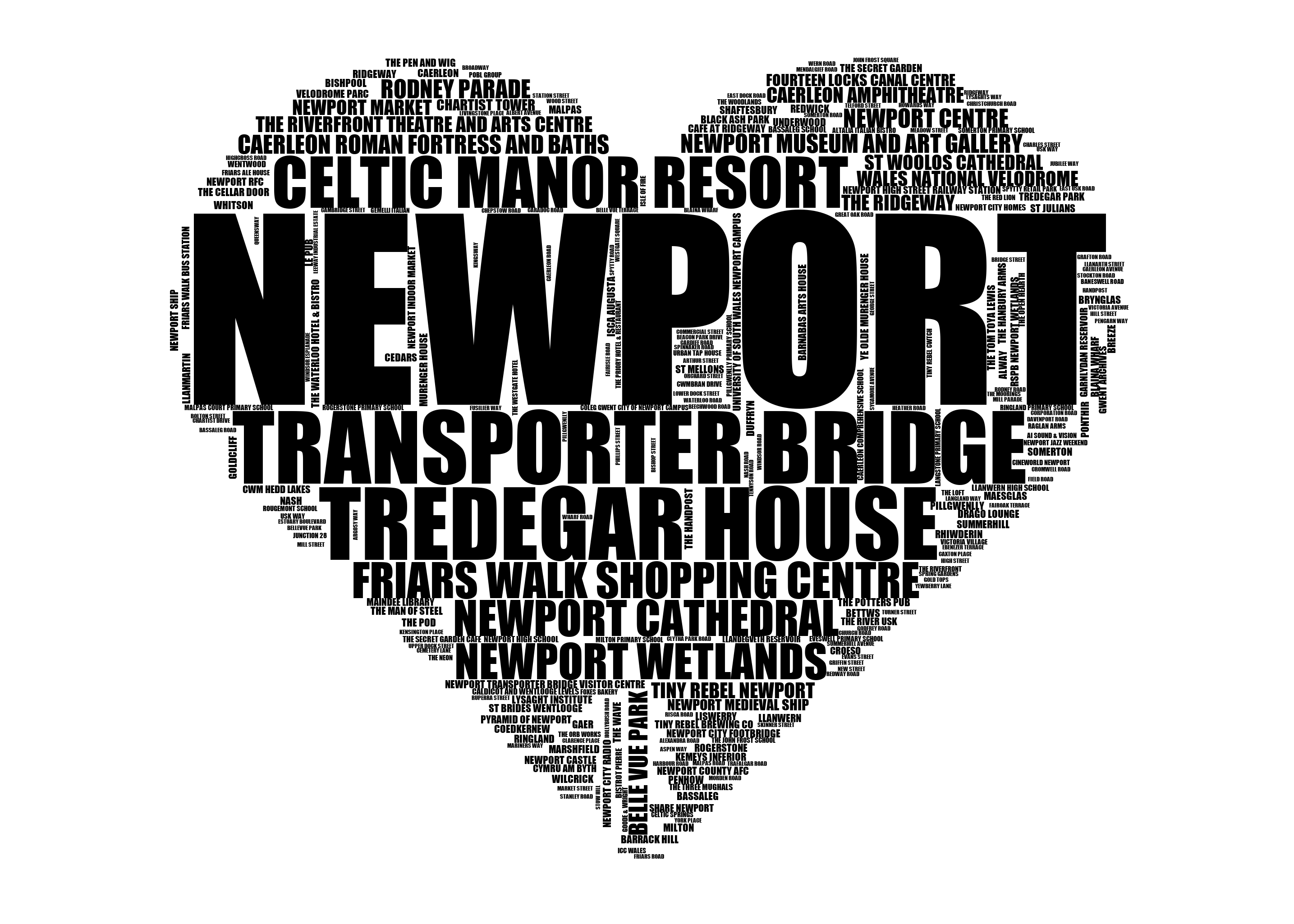 Newport - Premium Typographic Word Cloud Prints, Posters & Gifts
