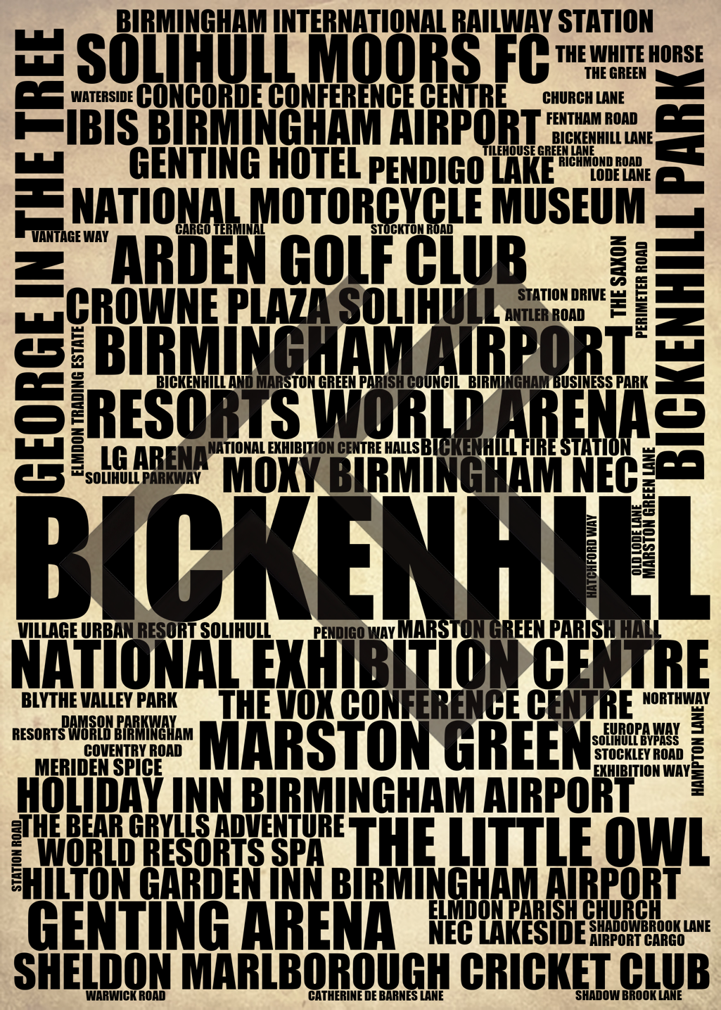 Bickenhill - Premium Typographic Word Cloud Prints, Posters & Gifts
