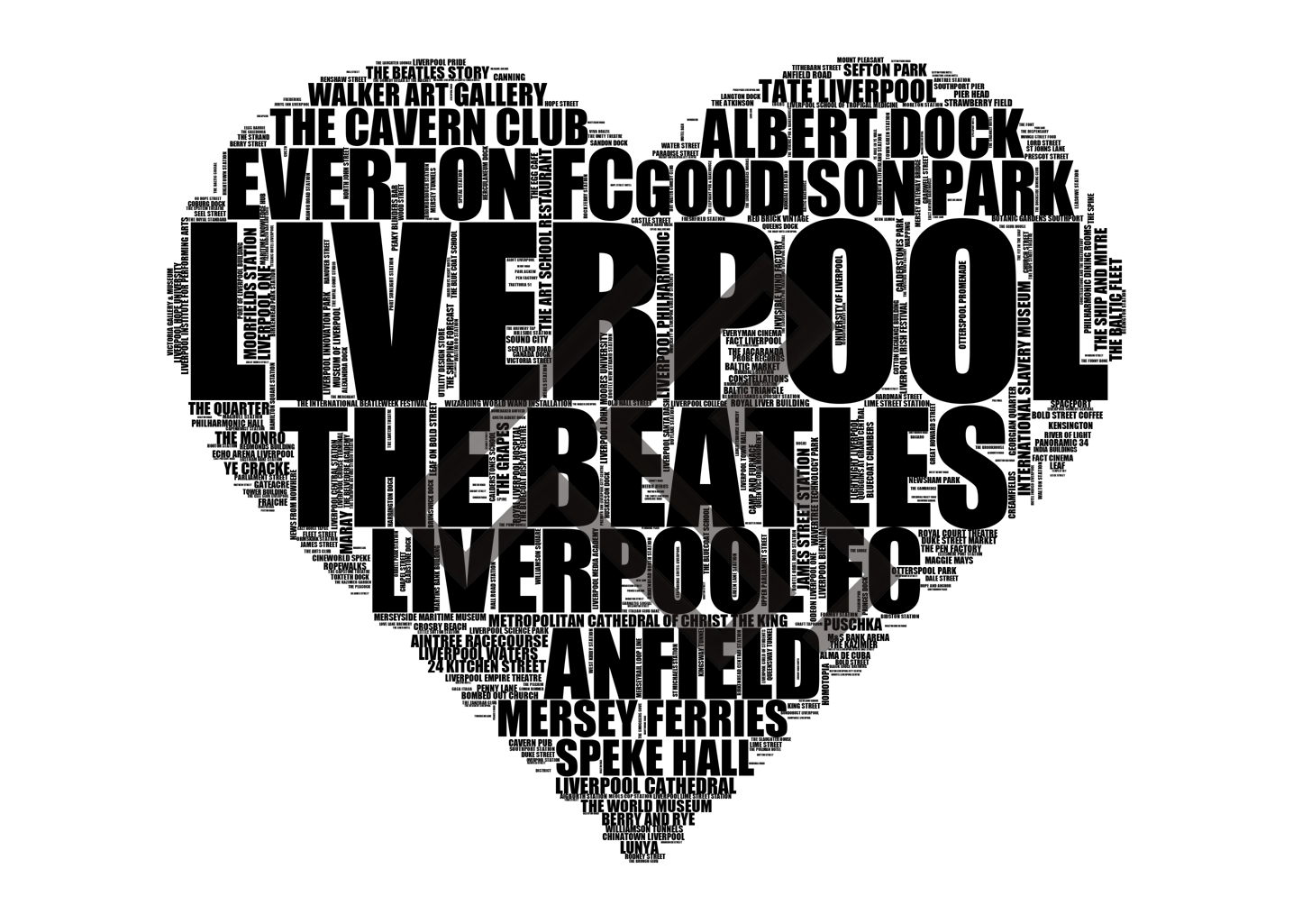 Liverpool - Premium Typographic Word Cloud Prints, Posters & Gifts