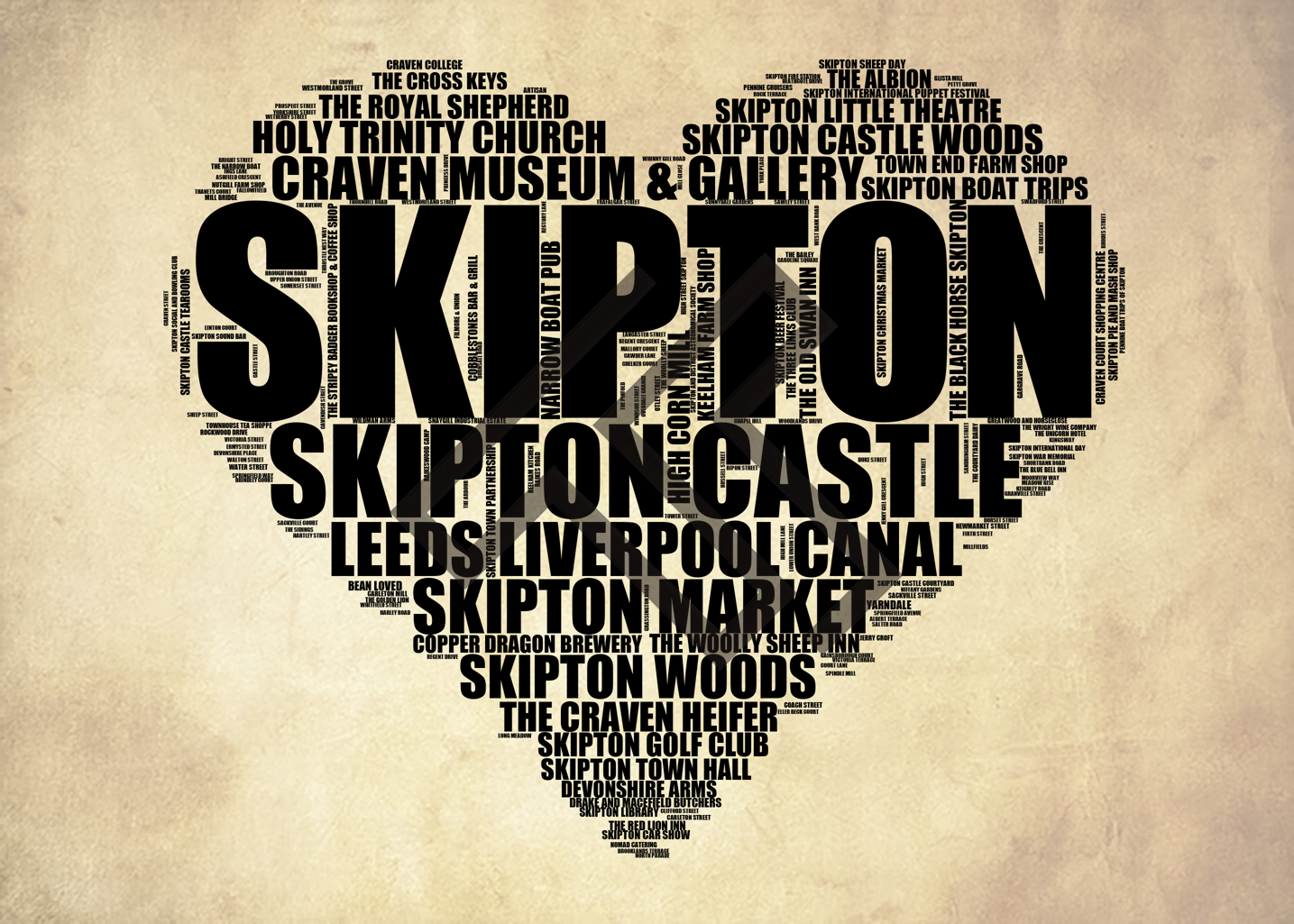 Skipton - Premium Typographic Word Cloud Prints, Posters & Gifts