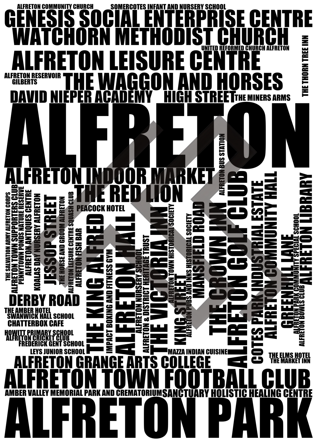 Alfreton - Premium Typographic Word Cloud Prints, Posters & Gifts