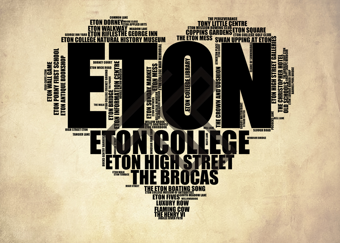 Eton - Premium Typographic Word Cloud Prints, Posters & Gifts