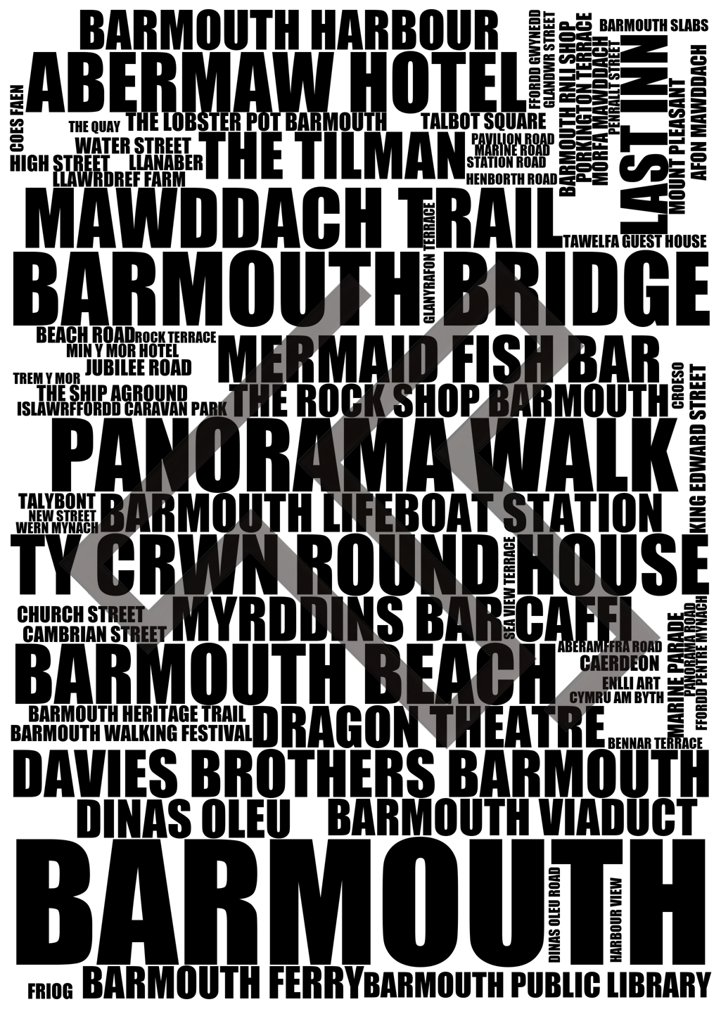 Barmouth - Premium Typographic Word Cloud Prints, Posters & Gifts