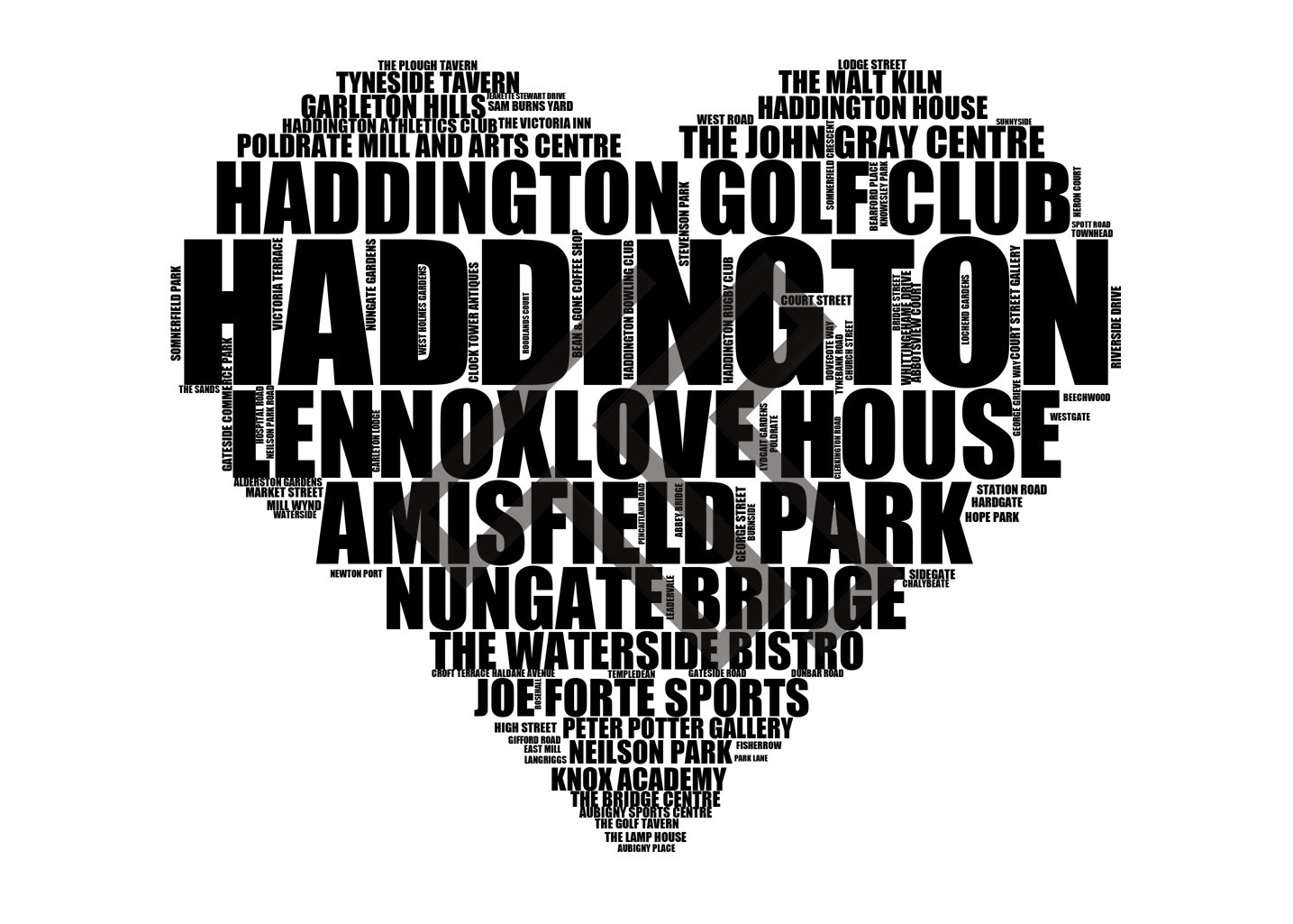 Haddington - Premium Typographic Word Cloud Prints, Posters & Gifts