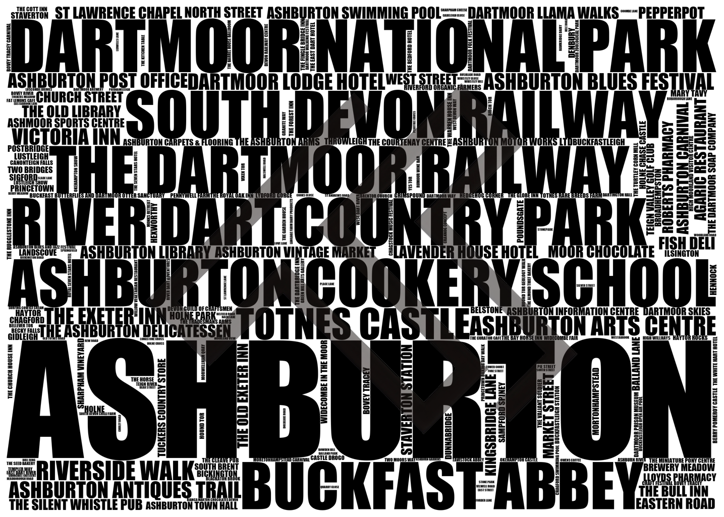 Ashburton - Premium Typographic Word Cloud Prints, Posters & Gifts