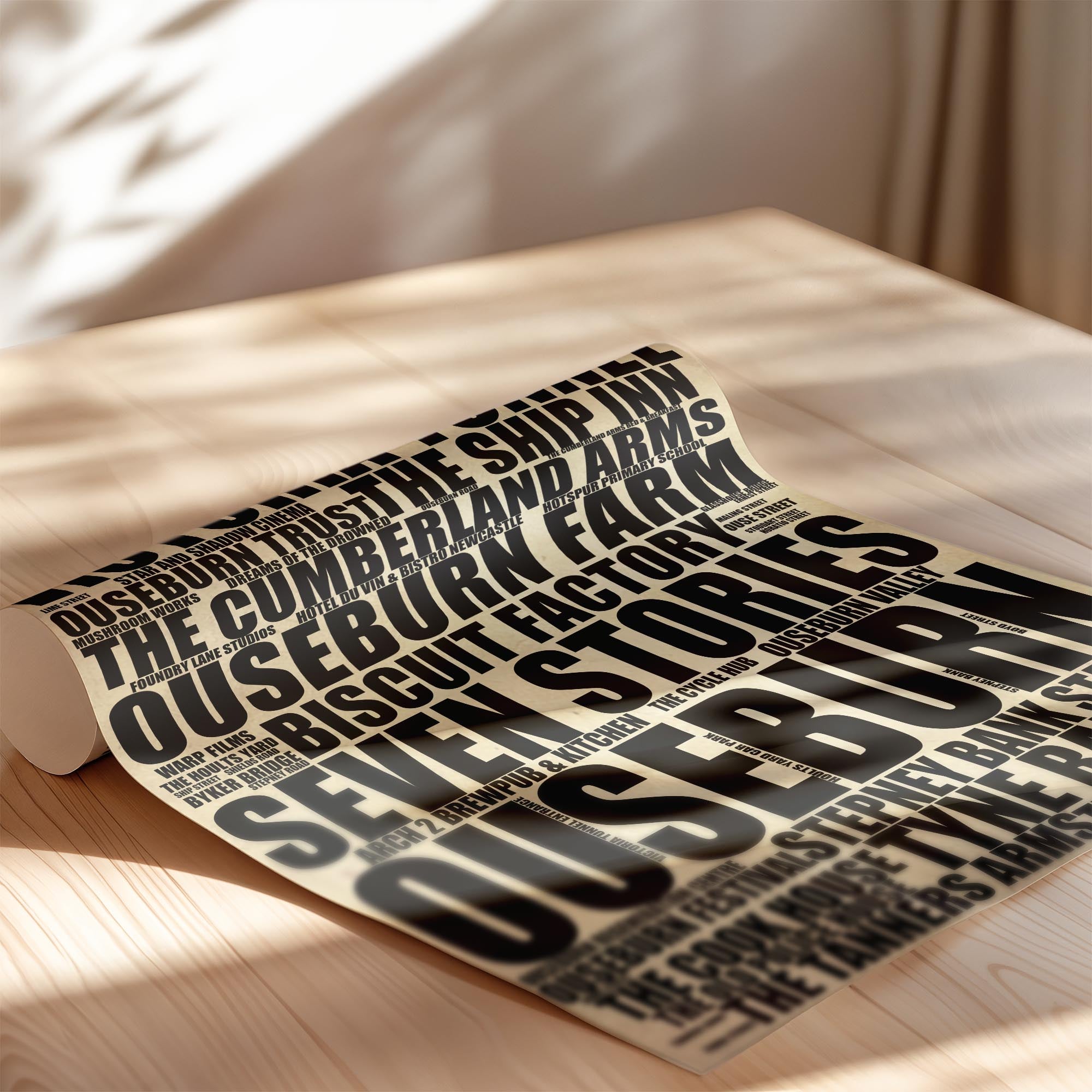 Ouseburn - Premium Typographic Word Cloud Prints, Posters & Gifts