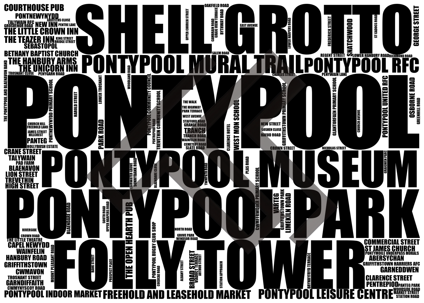 Pontypool - Premium Typographic Word Cloud Prints, Posters & Gifts