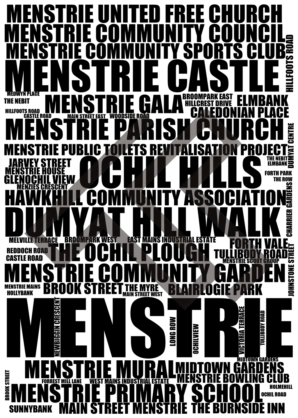 Menstrie - Premium Typographic Word Cloud Prints, Posters & Gifts