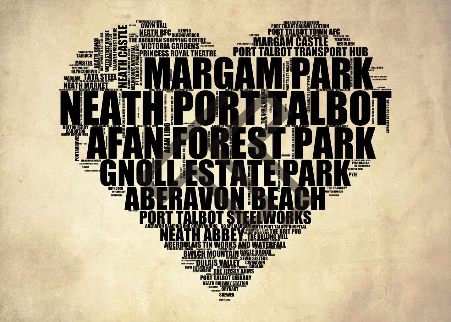 Neath Port Talbot - Premium Typographic Word Cloud Prints, Posters & Gifts