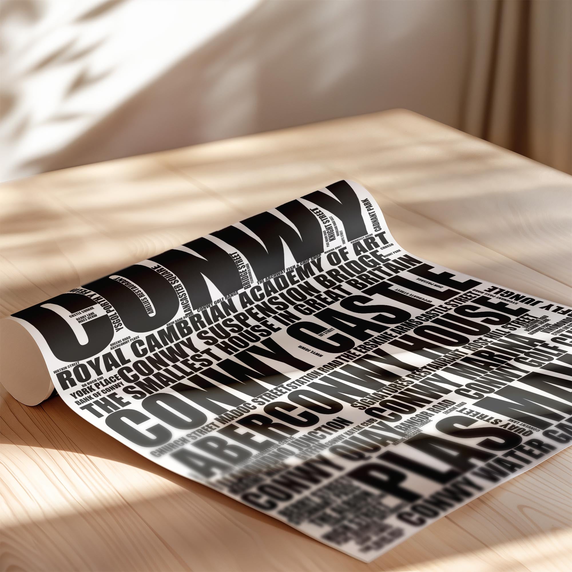Conwy - Premium Typographic Word Cloud Prints, Posters & Gifts