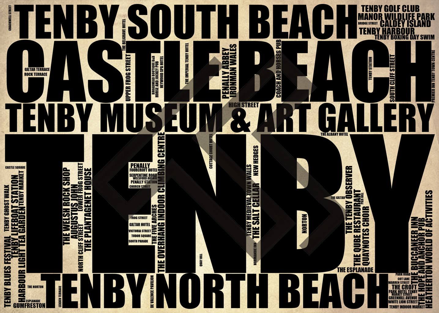 Tenby - Premium Typographic Word Cloud Prints, Posters & Gifts