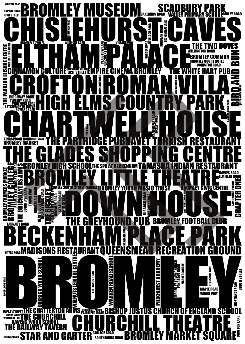 Bromley - Premium Typographic Word Cloud Prints, Posters & Gifts