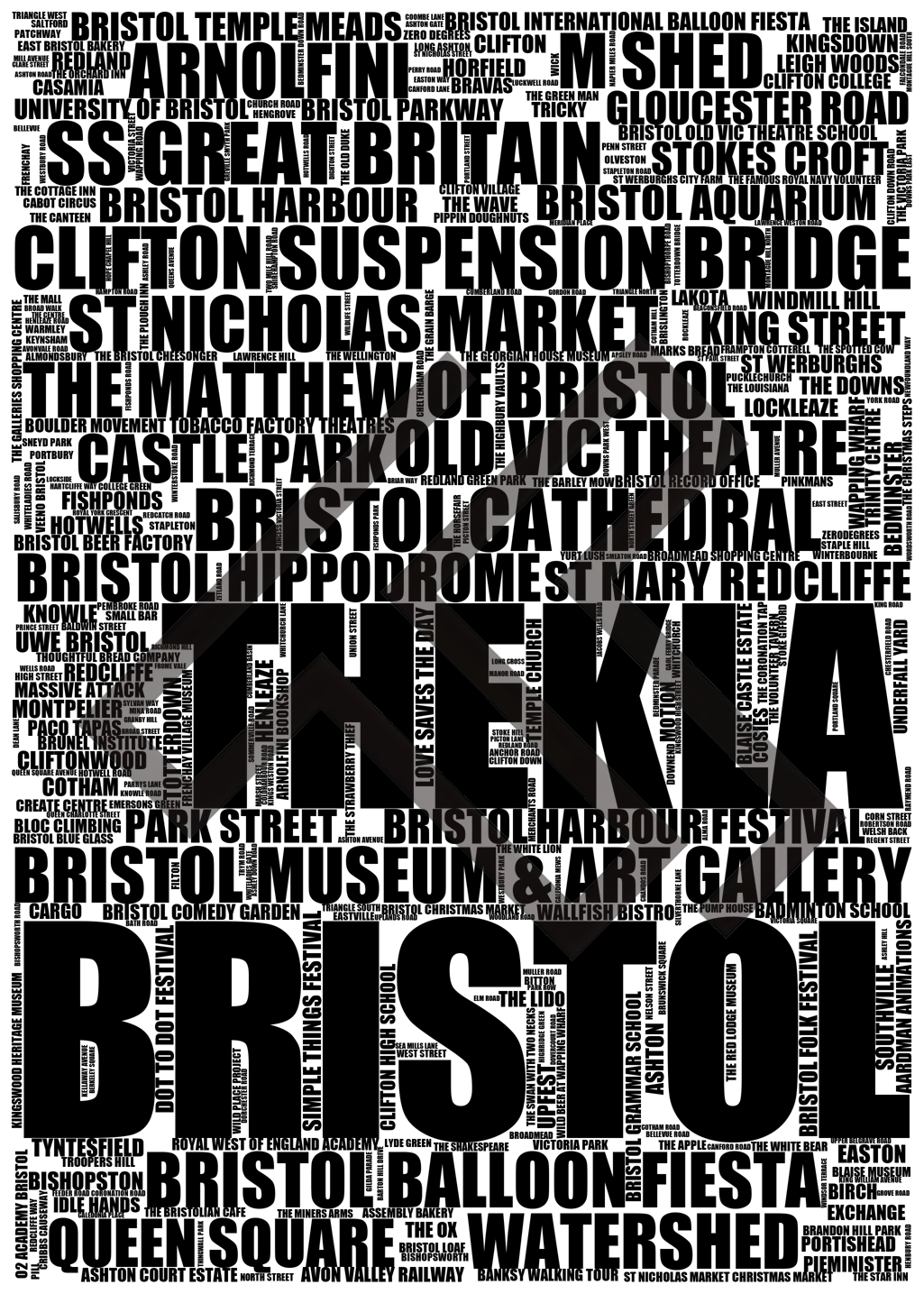 Bristol - Premium Typographic Word Cloud Prints, Posters & Gifts