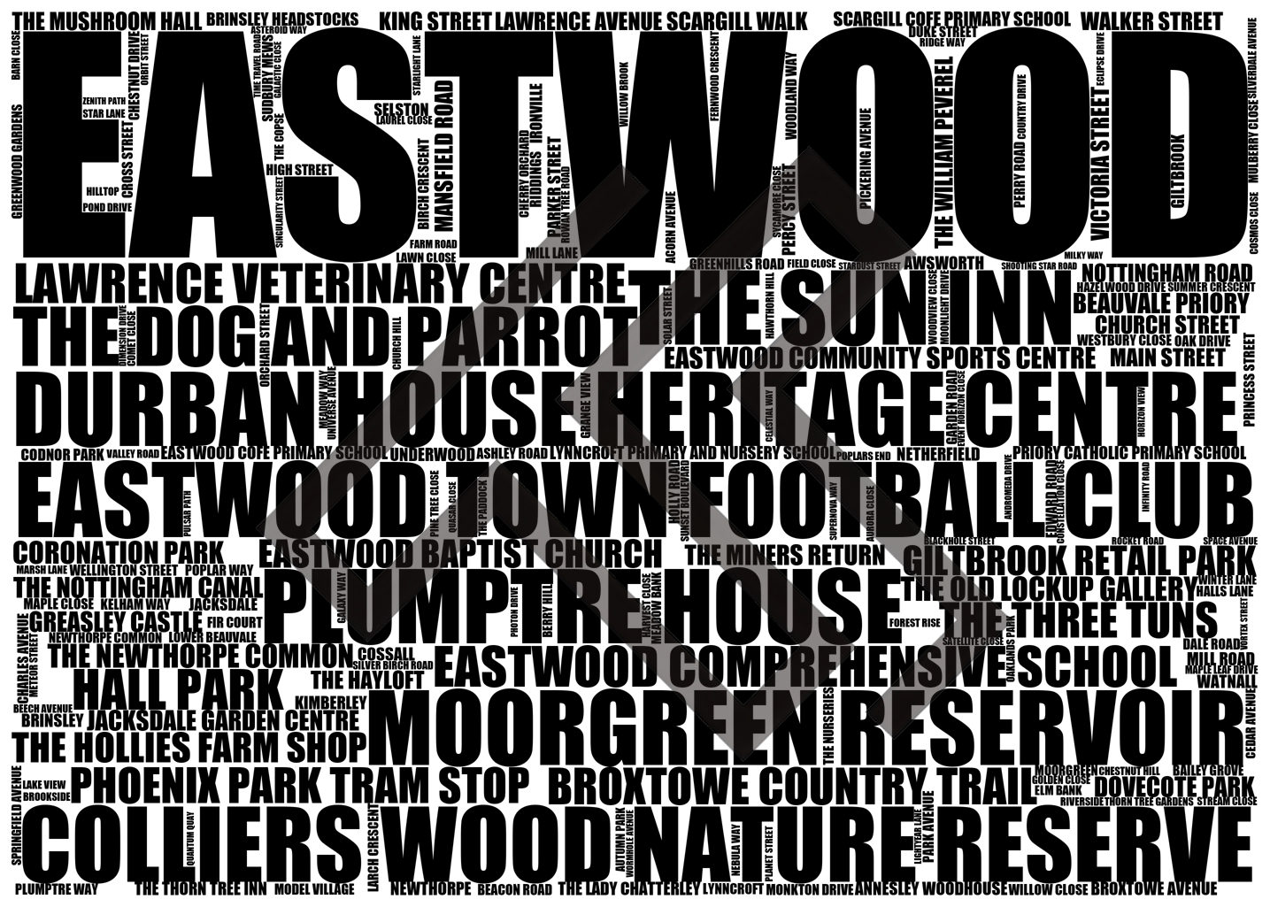 Eastwood - Premium Typographic Word Cloud Prints, Posters & Gifts