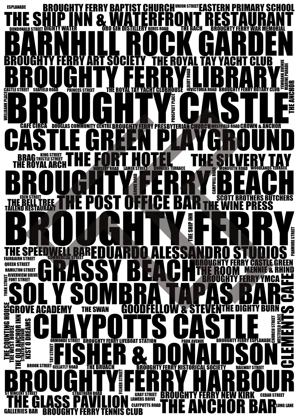 Broughty Ferry - Premium Typographic Word Cloud Prints, Posters & Gifts