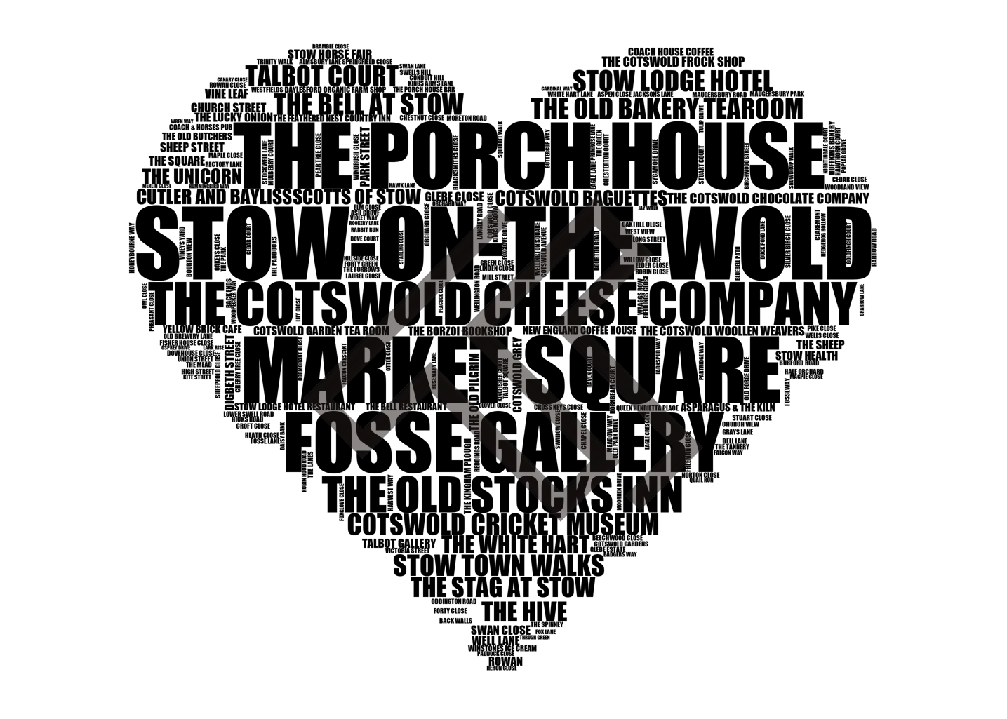 Stow-on-the-Wold - Premium Typographic Word Cloud Prints, Posters & Gifts