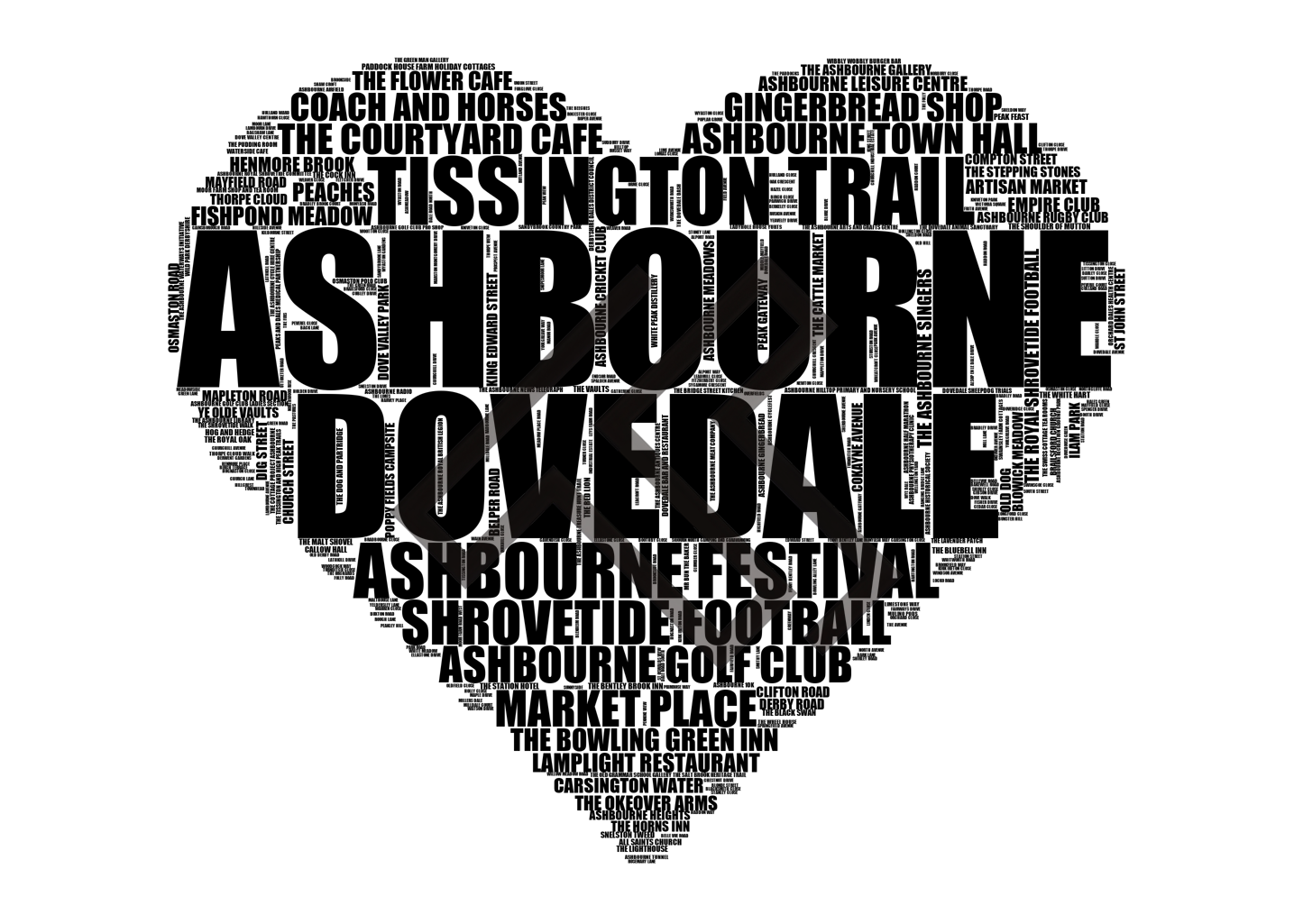 Ashbourne - Premium Typographic Word Cloud Prints, Posters & Gifts