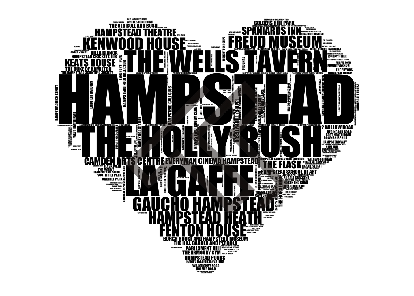 Hampstead - Premium Typographic Word Cloud Prints, Posters & Gifts