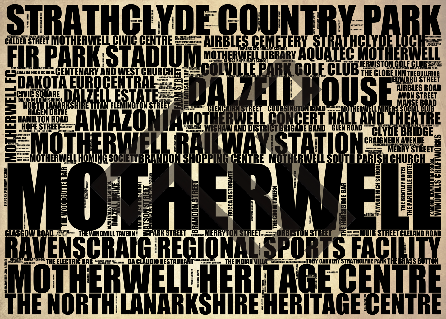 Motherwell - Premium Typographic Word Cloud Prints, Posters & Gifts