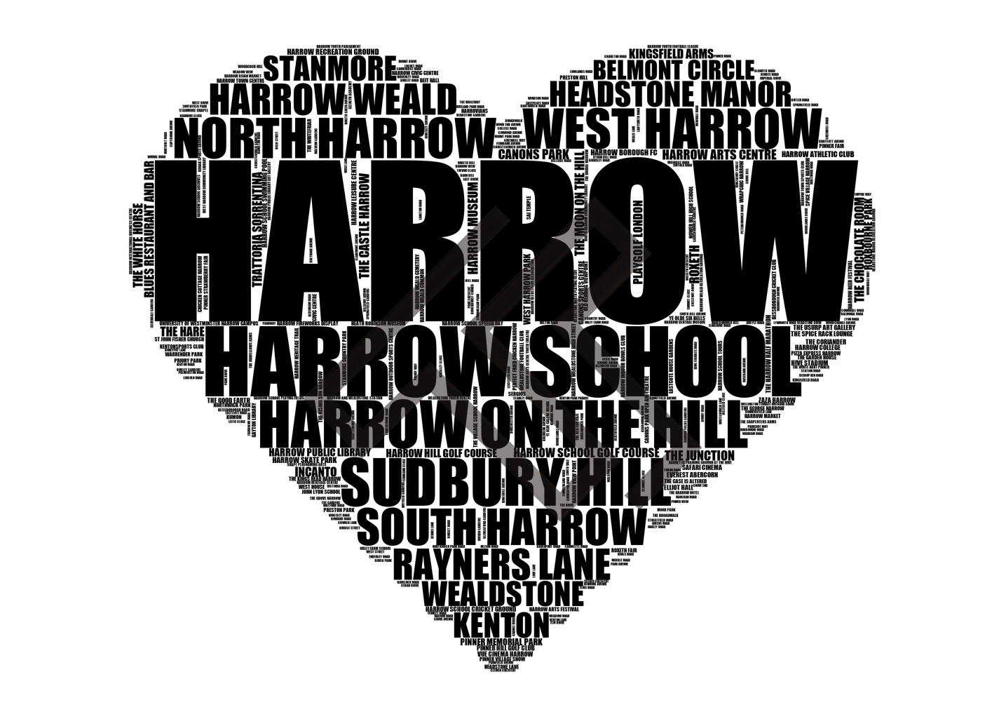 Harrow - Premium Typographic Word Cloud Prints, Posters & Gifts