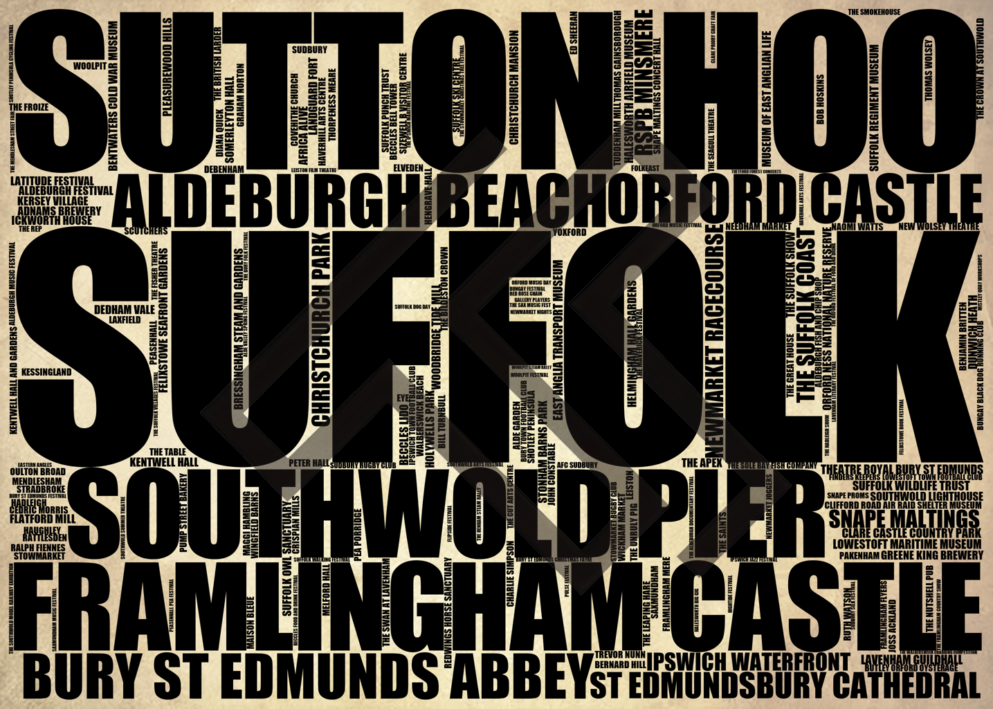 Suffolk - Premium Typographic Word Cloud Prints, Posters & Gifts