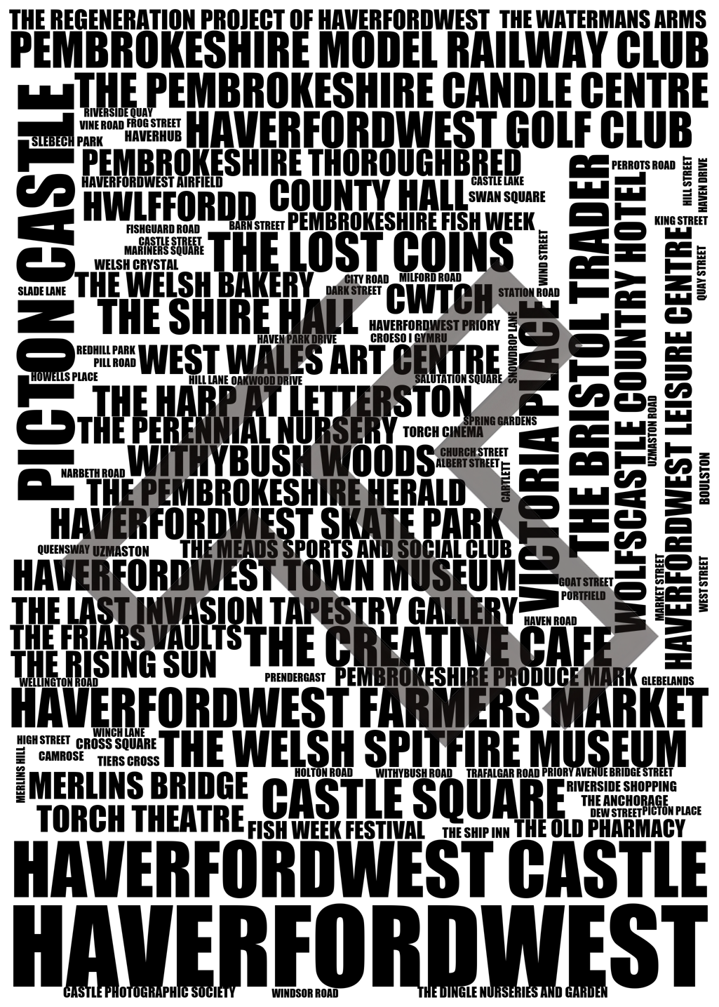 Haverfordwest - Premium Typographic Word Cloud Prints, Posters & Gifts