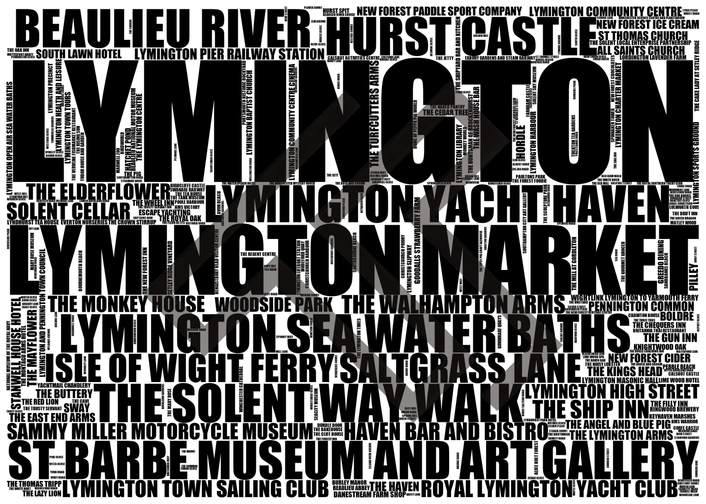 Lymington - Premium Typographic Word Cloud Prints, Posters & Gifts