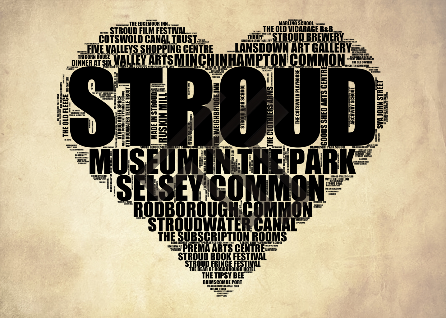 Stroud - Premium Typographic Word Cloud Prints, Posters & Gifts