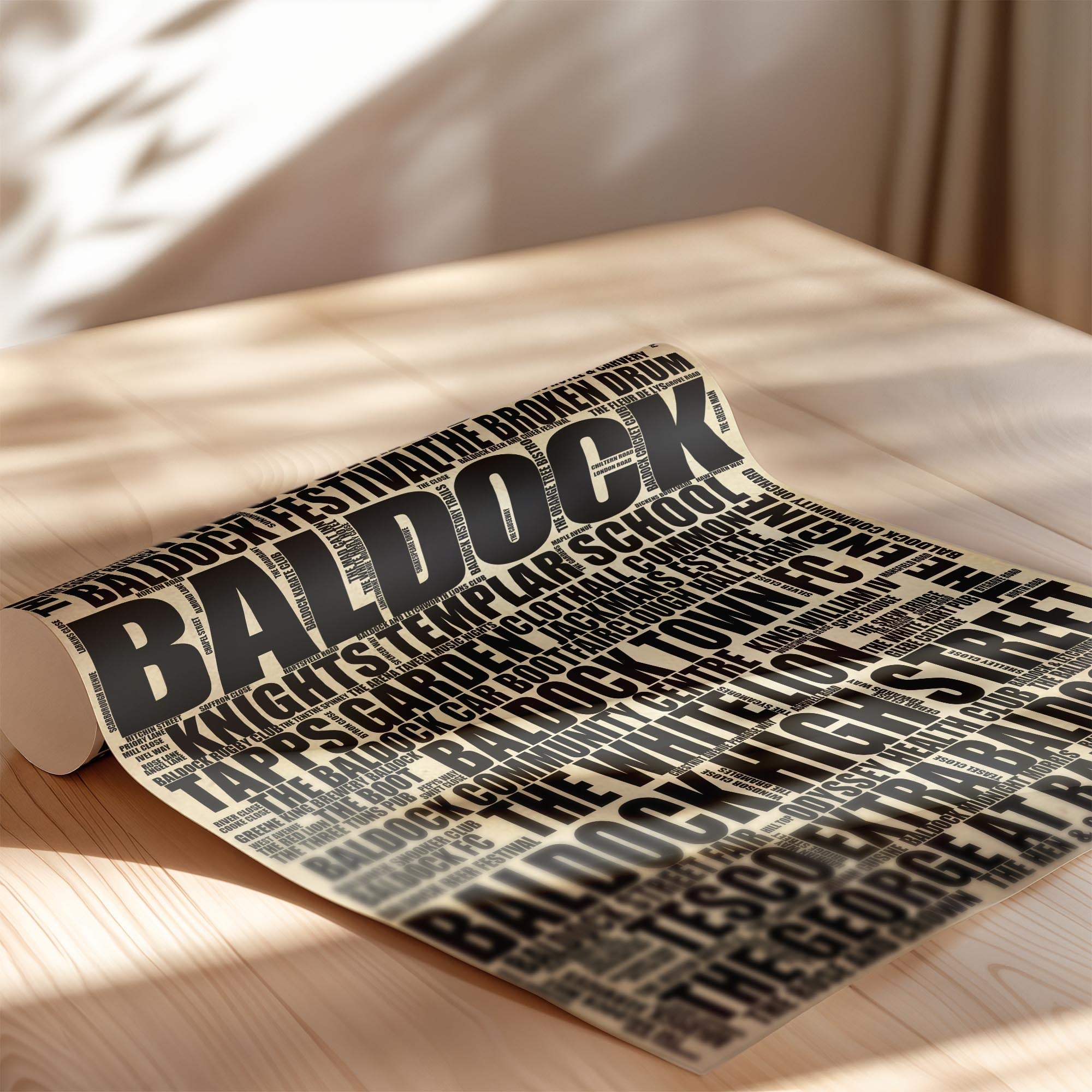 Baldock - Premium Typographic Word Cloud Prints, Posters & Gifts