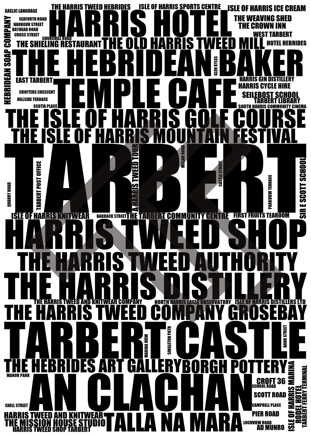 Tarbert - Premium Typographic Word Cloud Prints, Posters & Gifts