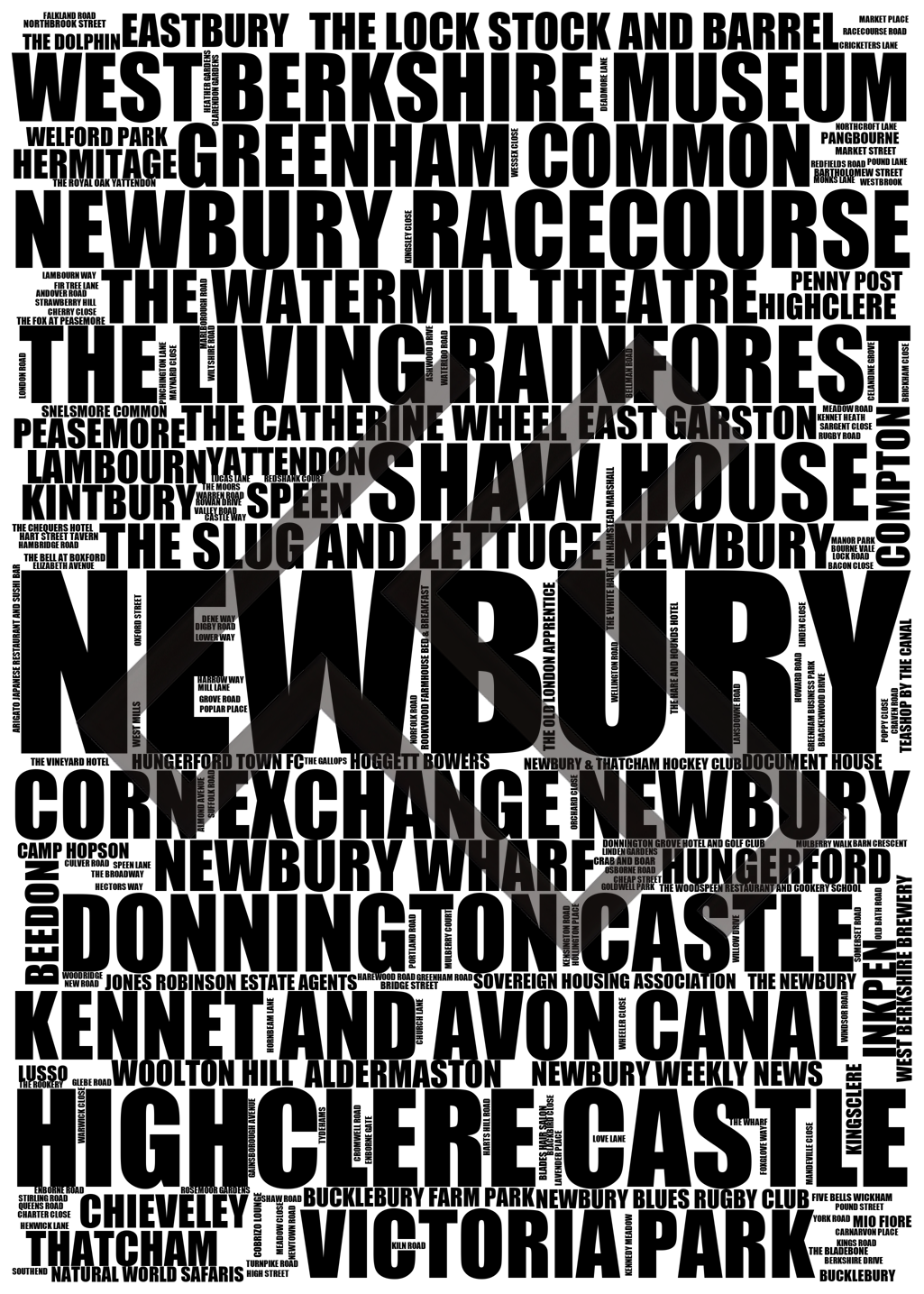 Newbury - Premium Typographic Word Cloud Prints, Posters & Gifts