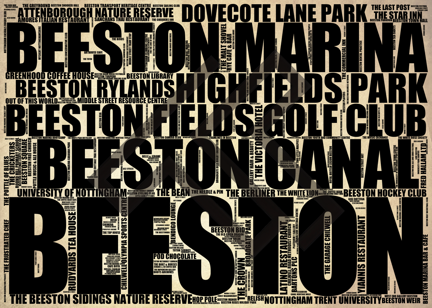 Beeston - Premium Typographic Word Cloud Prints, Posters & Gifts