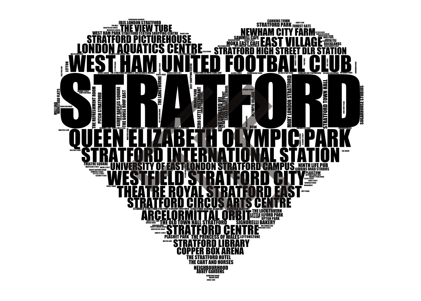 Stratford - Premium Typographic Word Cloud Prints, Posters & Gifts