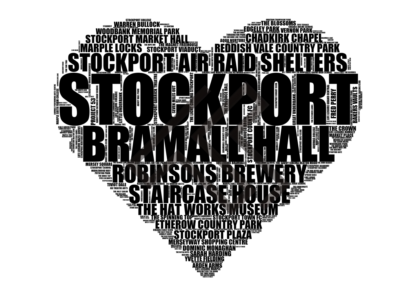 Stockport - Premium Typographic Word Cloud Prints, Posters & Gifts