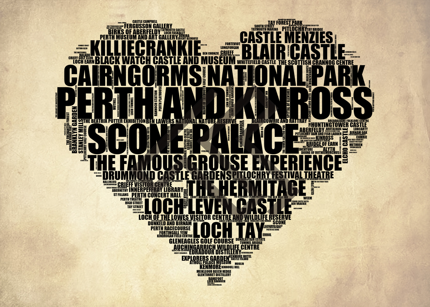 Perth and Kinross - Premium Typographic Word Cloud Prints, Posters & Gifts