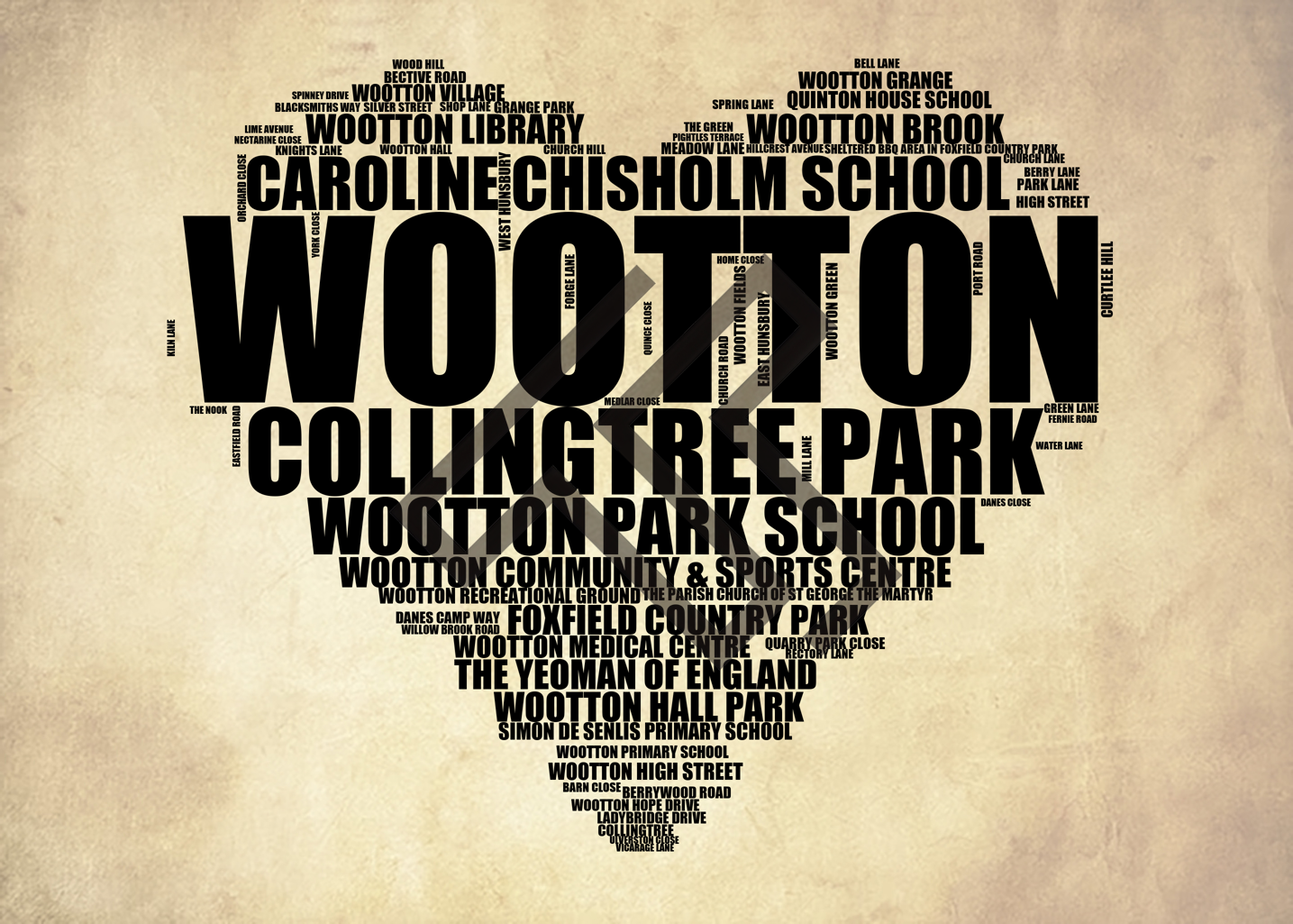 Wootton - Premium Typographic Word Cloud Prints, Posters & Gifts