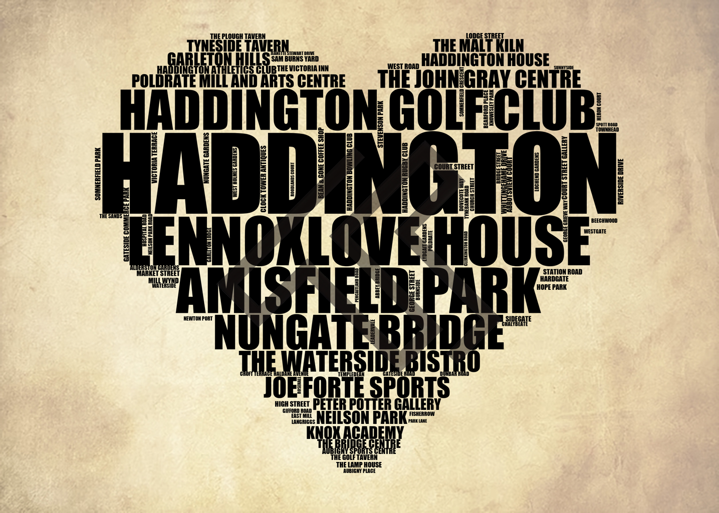 Haddington - Premium Typographic Word Cloud Prints, Posters & Gifts