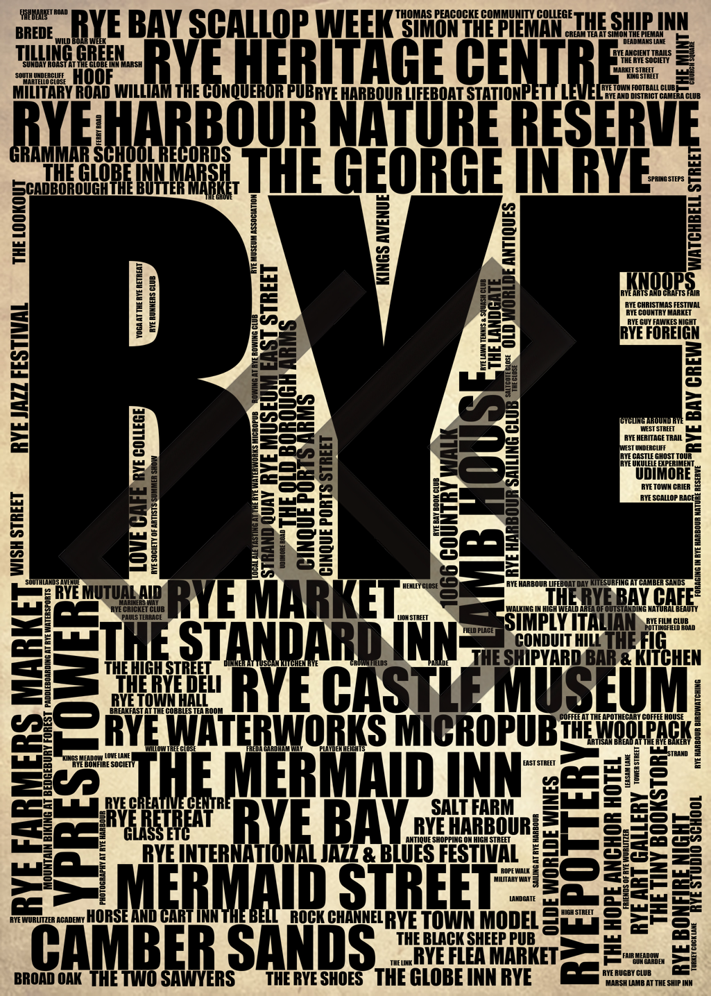 Rye - Premium Typographic Word Cloud Prints, Posters & Gifts