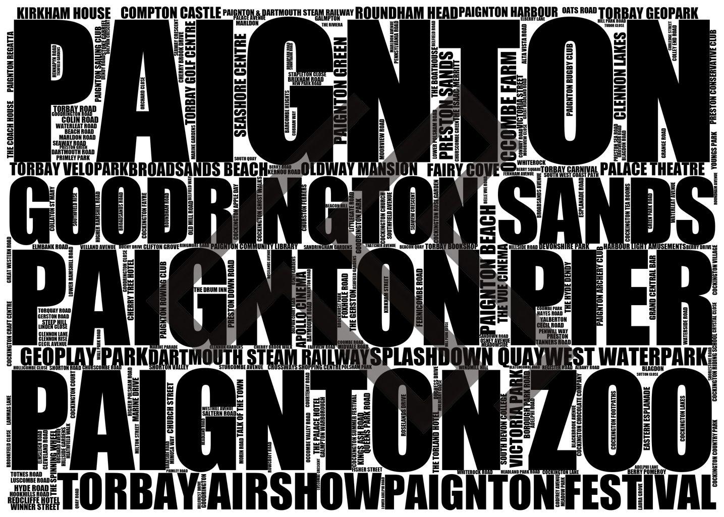 Paignton - Premium Typographic Word Cloud Prints, Posters & Gifts