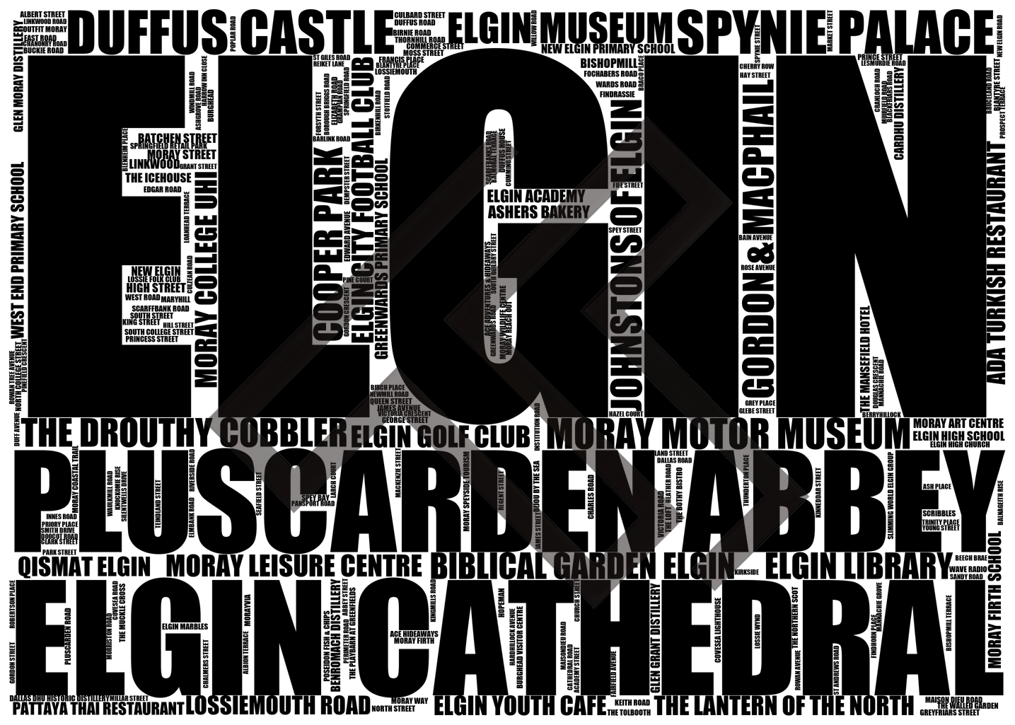 Elgin - Premium Typographic Word Cloud Prints, Posters & Gifts