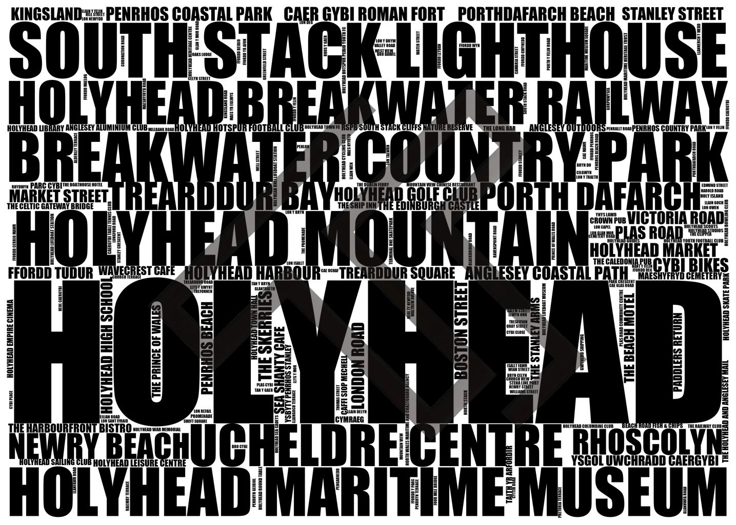 Holyhead - Premium Typographic Word Cloud Prints, Posters & Gifts