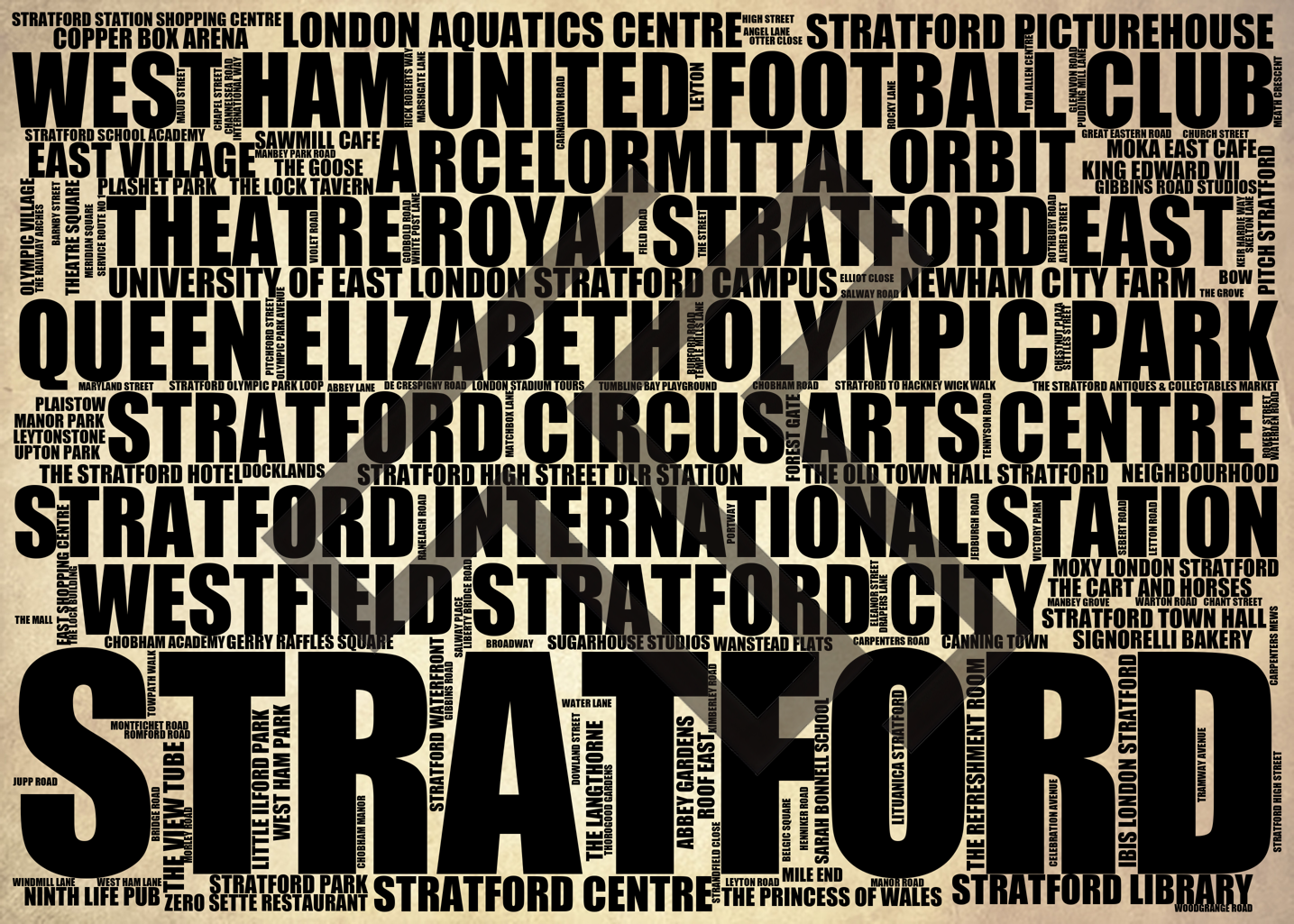 Stratford - Premium Typographic Word Cloud Prints, Posters & Gifts