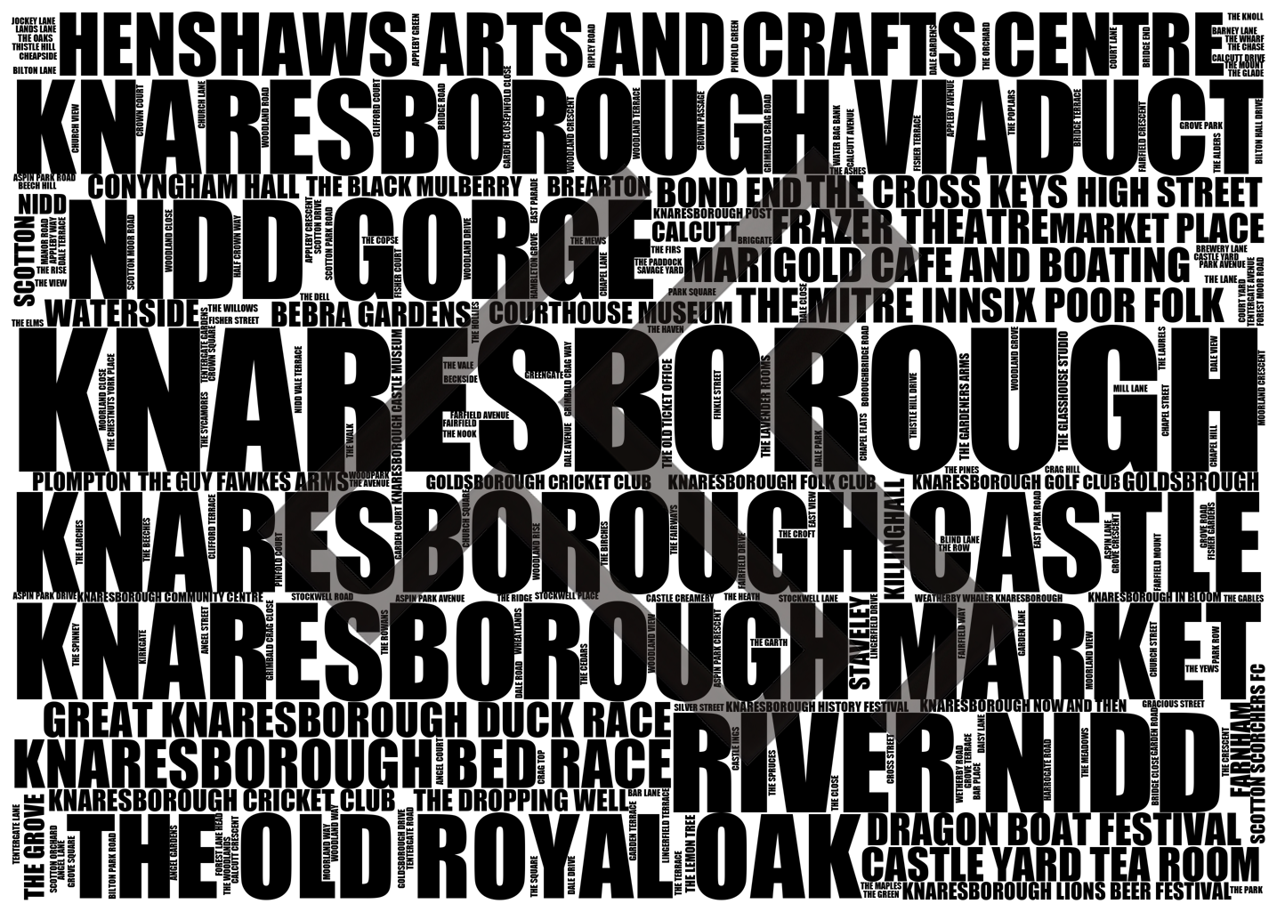 Knaresborough - Premium Typographic Word Cloud Prints, Posters & Gifts