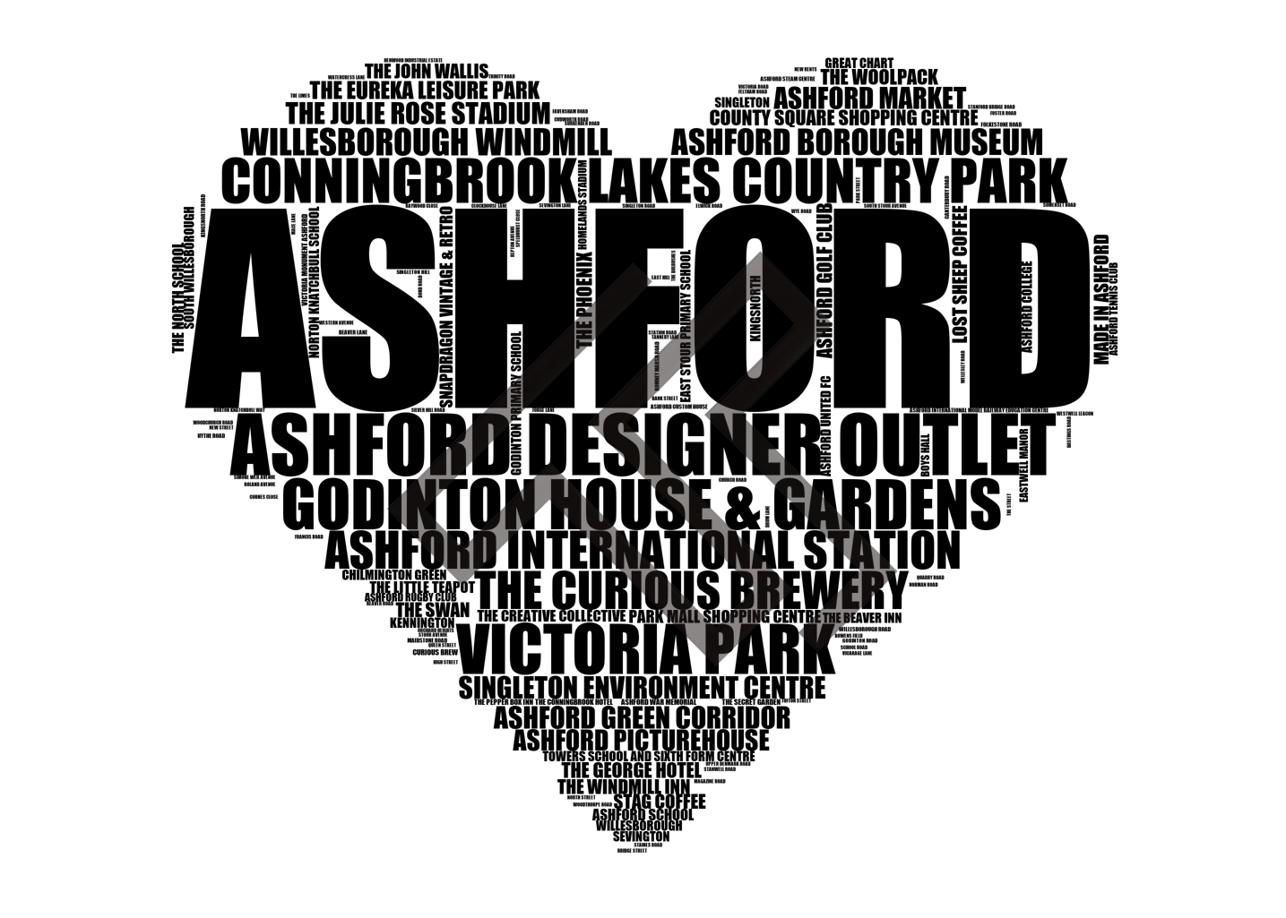 Ashford - Premium Typographic Word Cloud Prints, Posters & Gifts