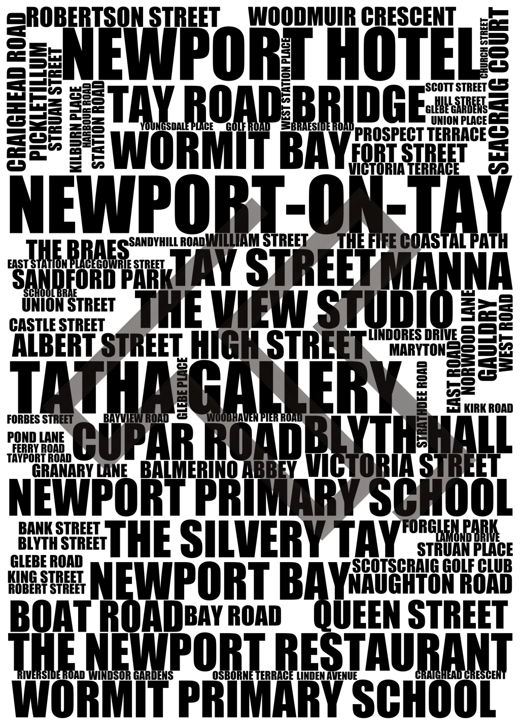 Newport-on-Tay - Premium Typographic Word Cloud Prints, Posters & Gifts