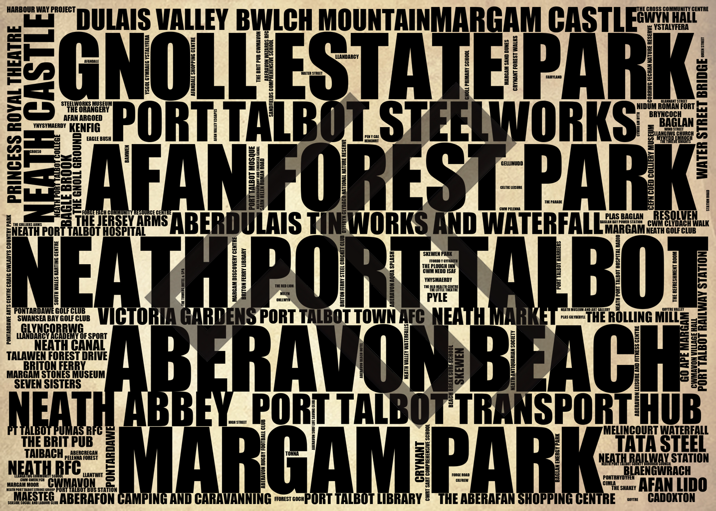 Neath Port Talbot - Premium Typographic Word Cloud Prints, Posters & Gifts