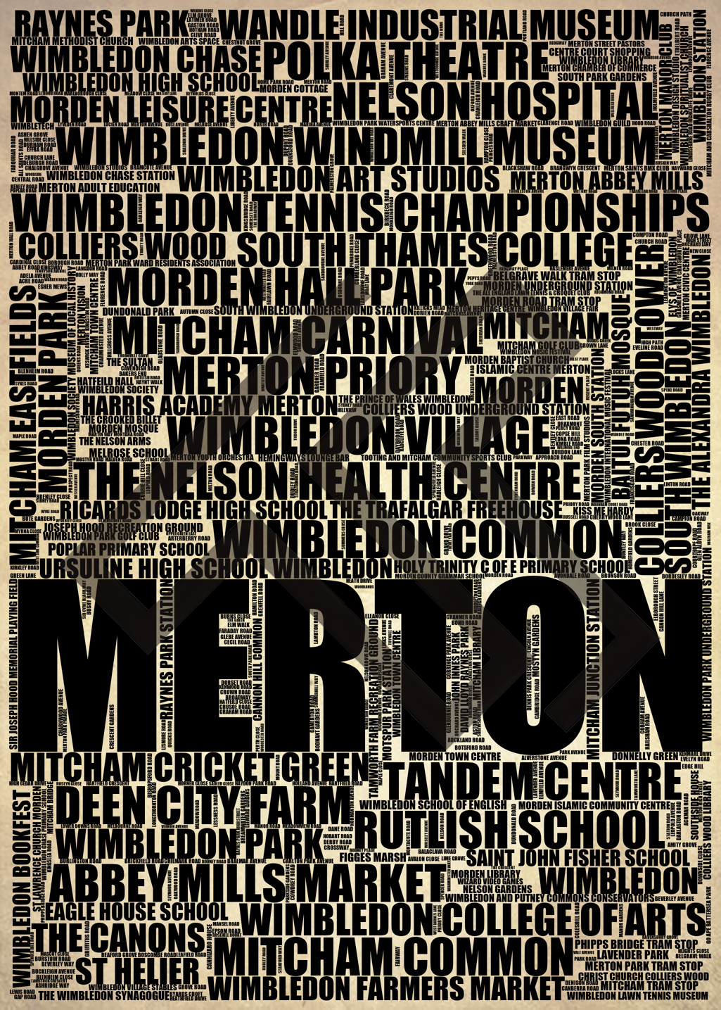 Merton - Premium Typographic Word Cloud Prints, Posters & Gifts