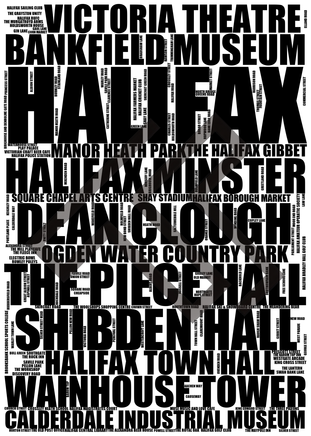 Halifax - Premium Typographic Word Cloud Prints, Posters & Gifts