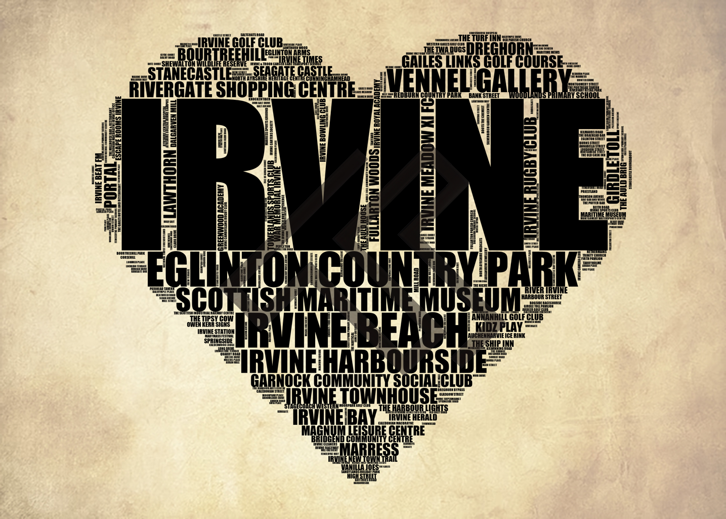 Irvine - Premium Typographic Word Cloud Prints, Posters & Gifts