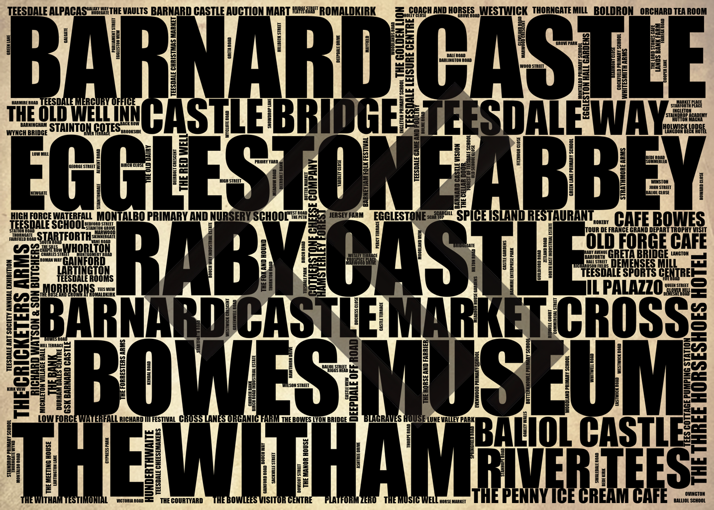 Barnard Castle - Premium Typographic Word Cloud Prints, Posters & Gifts